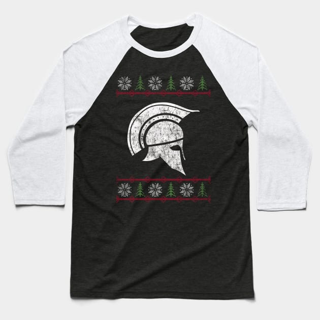 Sparta Spartan Warrior Ugly Sweater Christmas Baseball T-Shirt by vladocar